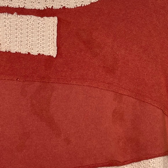 POL Patchwork Peace Sign Sweatshirt Coral Pink Distressed Boho Size L FLAWED - Picture 7 of 8